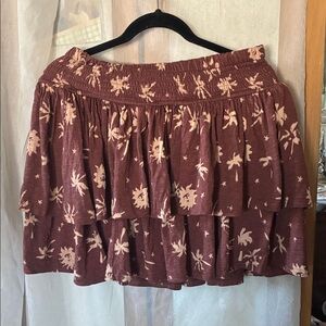 Torrid Brown and Cream Floral Mini Skirt